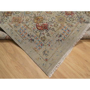 8'10"x12' Gravel Brown, Hand Knotted, The Sunset Rosettes With Soft Color Palette, Wool And Pure Silk, Oriental Rug FWR547746