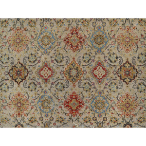 8'10"x12' Gravel Brown, Hand Knotted, The Sunset Rosettes With Soft Color Palette, Wool And Pure Silk, Oriental Rug FWR547746