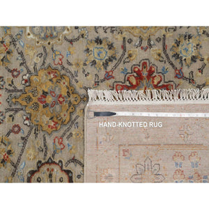 8'10"x12' Gravel Brown, Hand Knotted, The Sunset Rosettes With Soft Color Palette, Wool And Pure Silk, Oriental Rug FWR547746