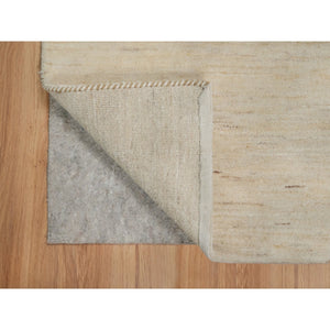 2'x3' Bone White, Thick And Plush, Modern, Plain Design, Lori Buft Gabbeh, Pure Wool, Hand Knotted, Mat, Oriental Rug FWR547770
