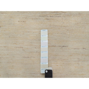 2'x3' Bone White, Thick And Plush, Modern, Plain Design, Lori Buft Gabbeh, Pure Wool, Hand Knotted, Mat, Oriental Rug FWR547770