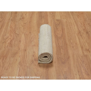 2'x3' Bone White, Thick And Plush, Modern, Plain Design, Lori Buft Gabbeh, Pure Wool, Hand Knotted, Mat, Oriental Rug FWR547770