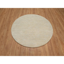 Load image into Gallery viewer, 5&#39;x5&#39; Linen White, Hand Knotted, Modern, Plain Design, Lori Buft Gabbeh, Thick and Plush, Pure Wool, Round, Oriental Rug FWR547776