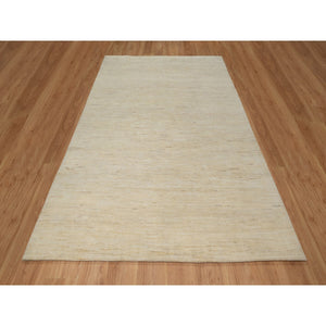 6'4"x9'9" Swan White, Modern, Plain Design, Lori Buft Gabbeh, Thick And Plush, Pure Wool, Hand Knotted, Oriental Rug FWR547812