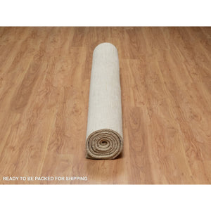 6'4"x9'9" Swan White, Modern, Plain Design, Lori Buft Gabbeh, Thick And Plush, Pure Wool, Hand Knotted, Oriental Rug FWR547812