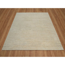 Load image into Gallery viewer, 7&#39;1&quot;x7&#39;1&quot; Linen White, Hand Knotted, Modern, Plain Design, Lori Buft Gabbeh, Thick and Plush, Pure Wool, Square, Oriental Rug FWR547818