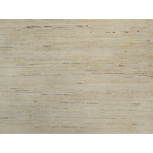 7'1"x7'1" Linen White, Hand Knotted, Modern, Plain Design, Lori Buft Gabbeh, Thick and Plush, Pure Wool, Square, Oriental Rug FWR547818