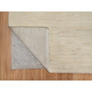 2'8"x16' Bone White, Lori Buft Gabbeh, Modern, Plain Design, Thick and Plush, Pure Wool, Hand Knotted, XL Runner, Oriental Rug FWR547824