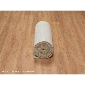 2'8"x16' Bone White, Lori Buft Gabbeh, Modern, Plain Design, Thick and Plush, Pure Wool, Hand Knotted, XL Runner, Oriental Rug FWR547824