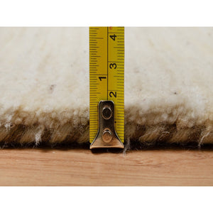 2'8"x16' Bone White, Lori Buft Gabbeh, Modern, Plain Design, Thick and Plush, Pure Wool, Hand Knotted, XL Runner, Oriental Rug FWR547824