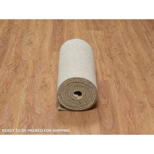 2'6"x17'8" Chiffon White, Pure Wool, Modern, Plain Design, Lori Buft Gabbeh, Thick and Plush, Hand Knotted, XL Runner, Oriental Rug FWR547830