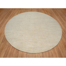 Load image into Gallery viewer, 11&#39;4&quot;x11&#39;4&quot; Parchment White, Hand Knotted, Modern, Plain Design, Lori Buft Gabbeh, Thick and Plush, Pure Wool, Round, Oriental Rug FWR547836