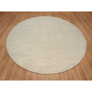 11'4"x11'4" Parchment White, Hand Knotted, Modern, Plain Design, Lori Buft Gabbeh, Thick and Plush, Pure Wool, Round, Oriental Rug FWR547836