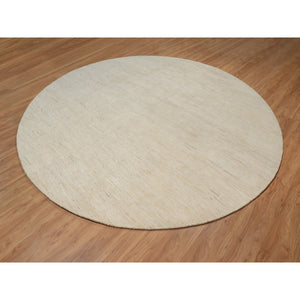 11'4"x11'4" Parchment White, Hand Knotted, Modern, Plain Design, Lori Buft Gabbeh, Thick and Plush, Pure Wool, Round, Oriental Rug FWR547836