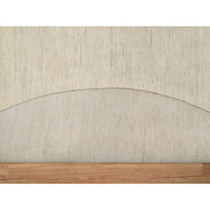 11'4"x11'4" Parchment White, Hand Knotted, Modern, Plain Design, Lori Buft Gabbeh, Thick and Plush, Pure Wool, Round, Oriental Rug FWR547836
