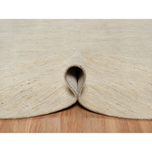 Load image into Gallery viewer, 11&#39;4&quot;x11&#39;4&quot; Parchment White, Hand Knotted, Modern, Plain Design, Lori Buft Gabbeh, Thick and Plush, Pure Wool, Round, Oriental Rug FWR547836