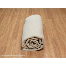 Load image into Gallery viewer, 11&#39;4&quot;x11&#39;4&quot; Parchment White, Hand Knotted, Modern, Plain Design, Lori Buft Gabbeh, Thick and Plush, Pure Wool, Round, Oriental Rug FWR547836