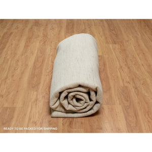 11'4"x11'4" Parchment White, Hand Knotted, Modern, Plain Design, Lori Buft Gabbeh, Thick and Plush, Pure Wool, Round, Oriental Rug FWR547836