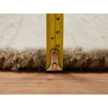 Load image into Gallery viewer, 11&#39;4&quot;x11&#39;4&quot; Parchment White, Hand Knotted, Modern, Plain Design, Lori Buft Gabbeh, Thick and Plush, Pure Wool, Round, Oriental Rug FWR547836