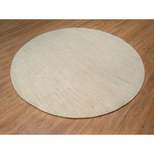 Load image into Gallery viewer, 9&#39;10&quot;x9&#39;10&quot; Bone White, Thick and Plush, Modern, Plain Design, Lori Buft Gabbeh, Pure Wool, Hand Knotted, Round, Oriental Rug FWR547842