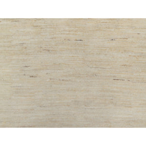 9'10"x9'10" Bone White, Thick and Plush, Modern, Plain Design, Lori Buft Gabbeh, Pure Wool, Hand Knotted, Round, Oriental Rug FWR547842