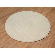 Load image into Gallery viewer, 7&#39;9&quot;x7&#39;9&quot; Linen White, Pure Wool, Modern, Plain Design, Lori Buft Gabbeh, Thick And Plush, Hand Knotted, Round, Oriental Rug FWR547848