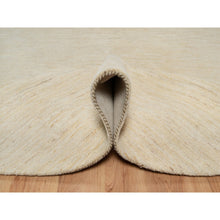 Load image into Gallery viewer, 7&#39;9&quot;x7&#39;9&quot; Linen White, Pure Wool, Modern, Plain Design, Lori Buft Gabbeh, Thick And Plush, Hand Knotted, Round, Oriental Rug FWR547848
