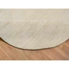 Load image into Gallery viewer, 7&#39;9&quot;x7&#39;9&quot; Linen White, Pure Wool, Modern, Plain Design, Lori Buft Gabbeh, Thick and Plush, Hand Knotted, Round, Oriental Rug FWR547848