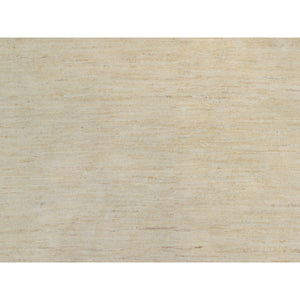 7'9"x7'9" Linen White, Pure Wool, Modern, Plain Design, Lori Buft Gabbeh, Thick and Plush, Hand Knotted, Round, Oriental Rug FWR547848