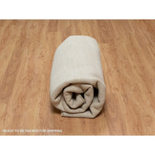 Load image into Gallery viewer, 7&#39;9&quot;x7&#39;9&quot; Linen White, Pure Wool, Modern, Plain Design, Lori Buft Gabbeh, Thick and Plush, Hand Knotted, Round, Oriental Rug FWR547848