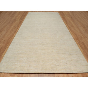 8'1"x15'10" Swan White, Modern, Plain Design, Lori Buft Gabbeh, Thick and Plush, Pure Wool, Hand Knotted, Gallery Size, Wide Runner, Oriental Rug FWR547854