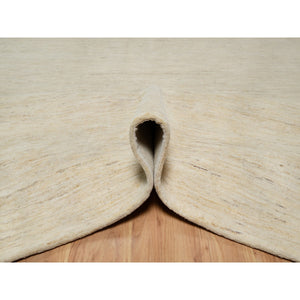 8'1"x15'10" Swan White, Modern, Plain Design, Lori Buft Gabbeh, Thick and Plush, Pure Wool, Hand Knotted, Gallery Size, Wide Runner, Oriental Rug FWR547854