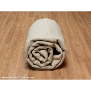 8'1"x15'10" Swan White, Modern, Plain Design, Lori Buft Gabbeh, Thick and Plush, Pure Wool, Hand Knotted, Gallery Size, Wide Runner, Oriental Rug FWR547854