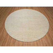 Load image into Gallery viewer, 9&#39;x9&#39; Parchment White, Hand Knotted, Lori Buft Gabbeh, Modern, Plain Design, Thick and Plush, Pure Wool, Round, Oriental Rug FWR547860