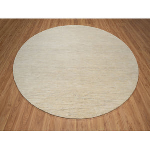 9'x9' Parchment White, Hand Knotted, Lori Buft Gabbeh, Modern, Plain Design, Thick and Plush, Pure Wool, Round, Oriental Rug FWR547860