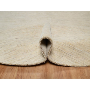 9'x9' Parchment White, Hand Knotted, Lori Buft Gabbeh, Modern, Plain Design, Thick and Plush, Pure Wool, Round, Oriental Rug FWR547860