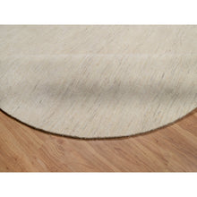 Load image into Gallery viewer, 9&#39;x9&#39; Parchment White, Hand Knotted, Lori Buft Gabbeh, Modern, Plain Design, Thick and Plush, Pure Wool, Round, Oriental Rug FWR547860
