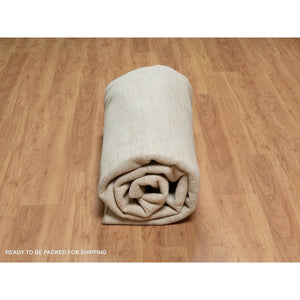 9'x9' Parchment White, Hand Knotted, Lori Buft Gabbeh, Modern, Plain Design, Thick and Plush, Pure Wool, Round, Oriental Rug FWR547860