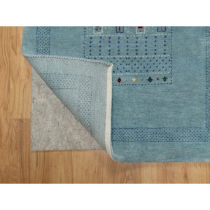 3'x5'6" Stone Blue, Lori Buft Gabbeh With Small Animal Figurines, Modern, Thick And Plush, 100% Wool, Hand Knotted, Oriental Rug FWR547866