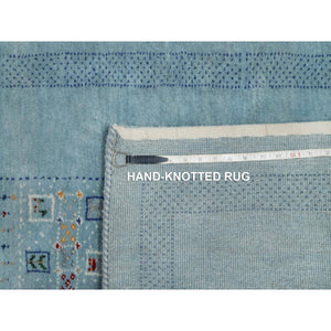 3'x5'6" Stone Blue, Lori Buft Gabbeh With Small Animal Figurines, Modern, Thick And Plush, 100% Wool, Hand Knotted, Oriental Rug FWR547866