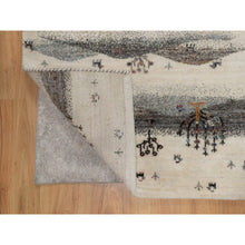 Load image into Gallery viewer, 2&#39;6&quot;x9&#39;10&quot; Chiffon White, Modern, Lori Buft Gabbeh with Small Animal Figurines, Hills Design, Thick and Plush, 100% Wool, Hand Knotted, Runner, Oriental Rug FWR547902
