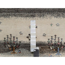 Load image into Gallery viewer, 2&#39;6&quot;x9&#39;10&quot; Chiffon White, Modern, Lori Buft Gabbeh with Small Animal Figurines, Hills Design, Thick and Plush, 100% Wool, Hand Knotted, Runner, Oriental Rug FWR547902