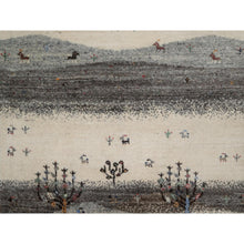Load image into Gallery viewer, 2&#39;6&quot;x9&#39;10&quot; Chiffon White, Modern, Lori Buft Gabbeh with Small Animal Figurines, Hills Design, Thick and Plush, 100% Wool, Hand Knotted, Runner, Oriental Rug FWR547902