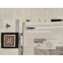 Load image into Gallery viewer, 2&#39;5&quot;x4&#39;9&quot; Alabaster White, Lori Buft Gabbeh With Small Animal Figurines, Thick And Plush, Modern, Pure Wool, Hand Knotted, Short Runner, Oriental Rug FWR547908