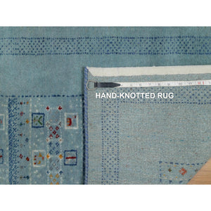 2'3"x4'5" Cerulean Blue, Thick And Plush, Lori Buft Gabbeh With Small Animal Figurines, Modern, 100% Wool, Hand Knotted, Mat, Oriental Rug FWR547914