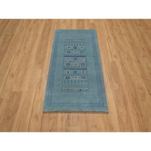 2'3"x4'5" Sterling Blue, Modern, Lori Buft Gabbeh With Small Animal Figurines, Thick And Plush, Pure Wool, Hand Knotted, Mat, Oriental Rug FWR547920