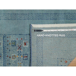 2'3"x4'5" Sterling Blue, Modern, Lori Buft Gabbeh With Small Animal Figurines, Thick And Plush, Pure Wool, Hand Knotted, Mat, Oriental Rug FWR547920