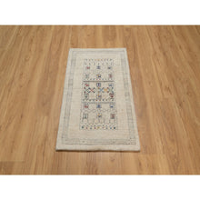 Load image into Gallery viewer, 2&#39;x3&#39;1&quot; Linen White, Modern, Hand Knotted, Lori Buft Gabbeh With Small Animal Figurines, Thick And Plush, Pure Wool, Mat, Oriental Rug FWR547926