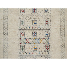 Load image into Gallery viewer, 2&#39;x3&#39;1&quot; Linen White, Modern, Hand Knotted, Lori Buft Gabbeh With Small Animal Figurines, Thick And Plush, Pure Wool, Mat, Oriental Rug FWR547926