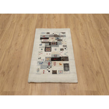 Load image into Gallery viewer, 2&#39;1&quot;x3&#39;1&quot; Linen White, Modern, Lori Buft Gabbeh With Small Animal Figurines, Thick And Plush, Pure Wool, Hand Knotted, Mat, Oriental Rug FWR547938
